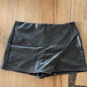 Altar'd State Black Faux Leather Skort